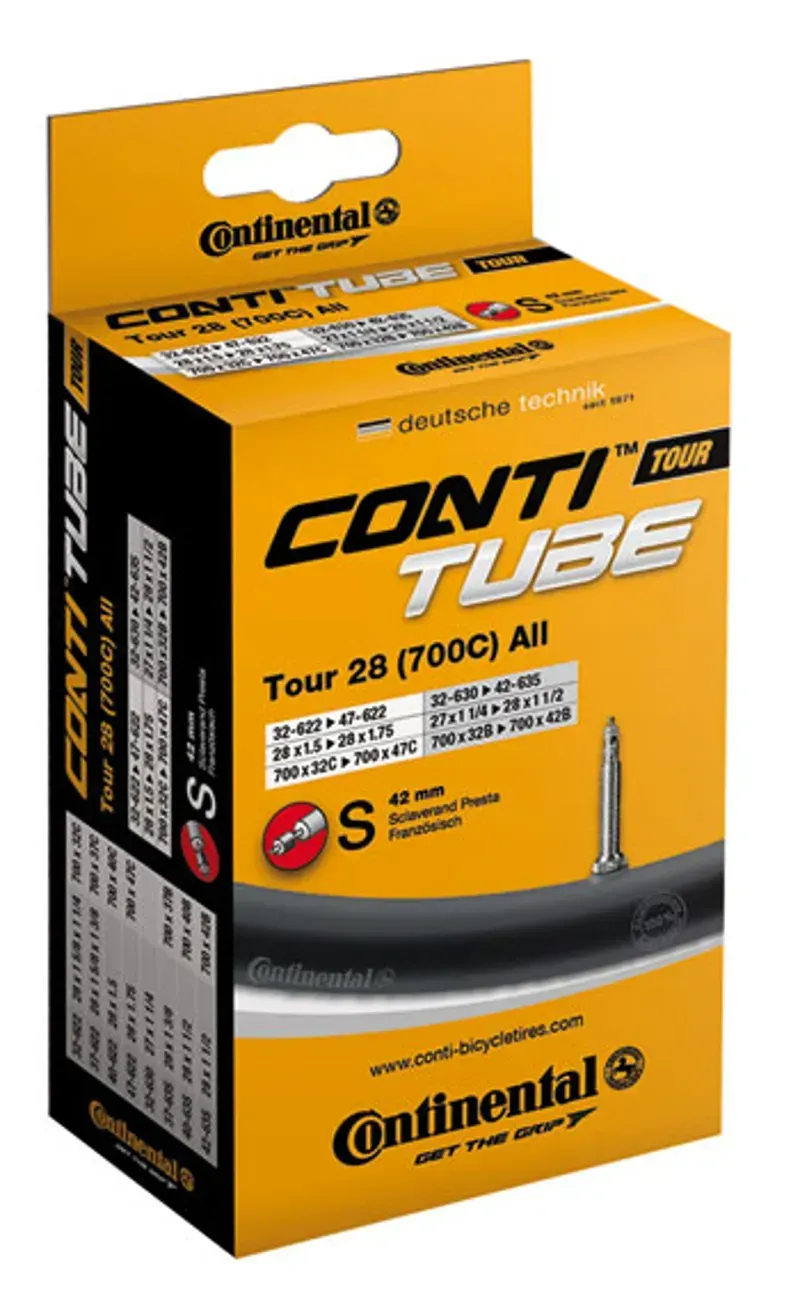 Continental Tour Slim 700x28-37c Presta Valve 40mm Tube in Black