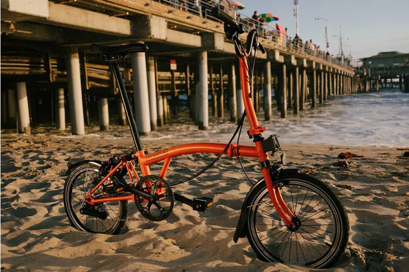 Brompton C Line Explore Folding Bike in Sunset Orange-4
