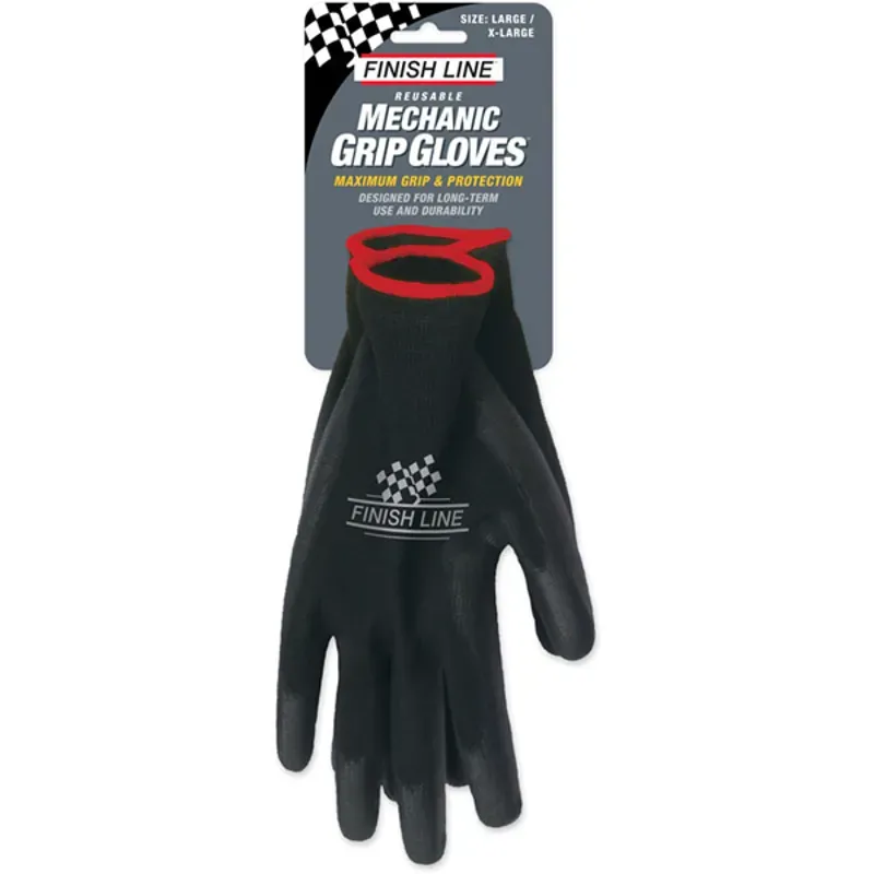 Finish Line Mechanic Grip L/XL Gloves in Black