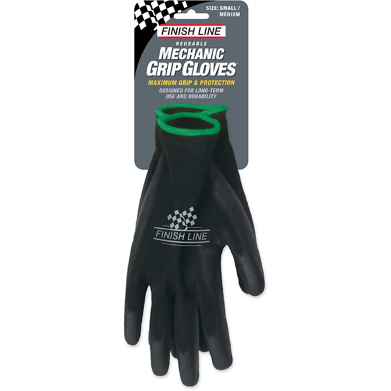 Finish Line Mechanic Grip S/M Gloves in Black