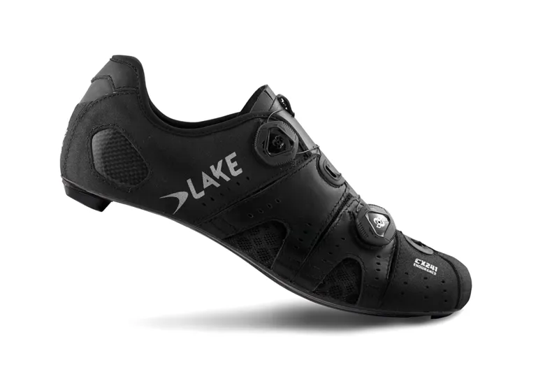 LAKE CX241 CARBON ROAD SHOES IN BLACK/SILVER SIZE: EU 40.5