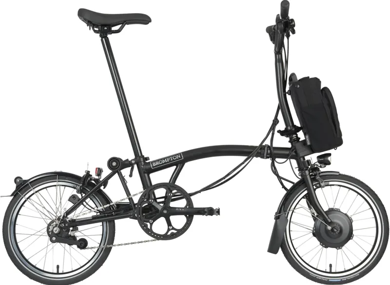 Brompton Electric C Line Explore Folding Bike in Black - Telescopic Seatpost