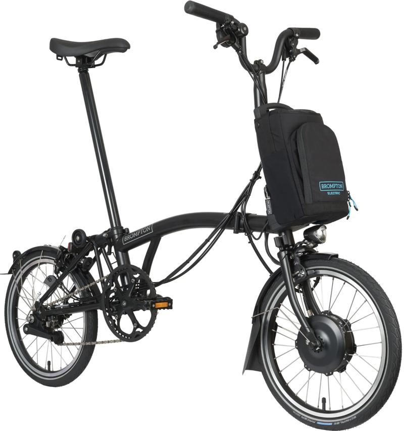 Brompton Electric C Line Explore Folding Bike in Black - Telescopic Seatpost-1