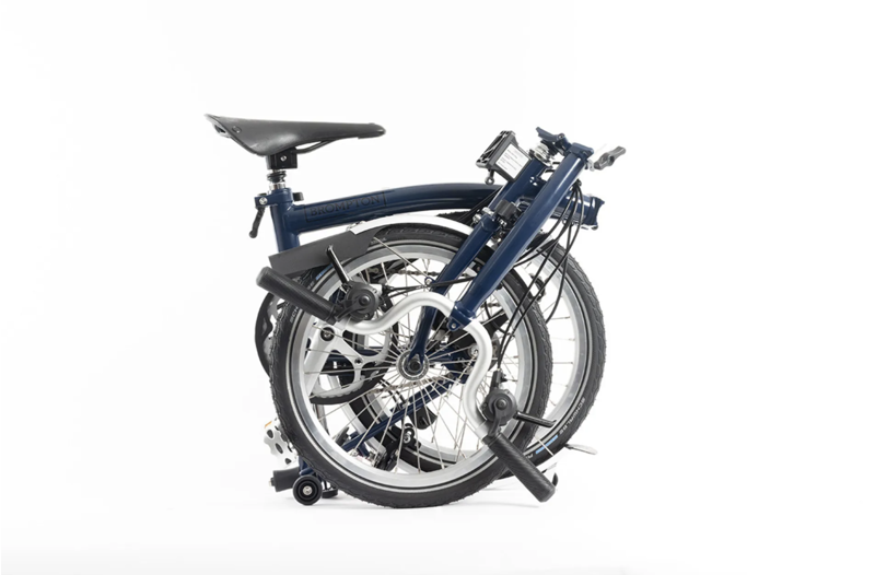 Brompton C Line Explore Folding Bike in Archive Tempest Blue - Extended Seatpost-2