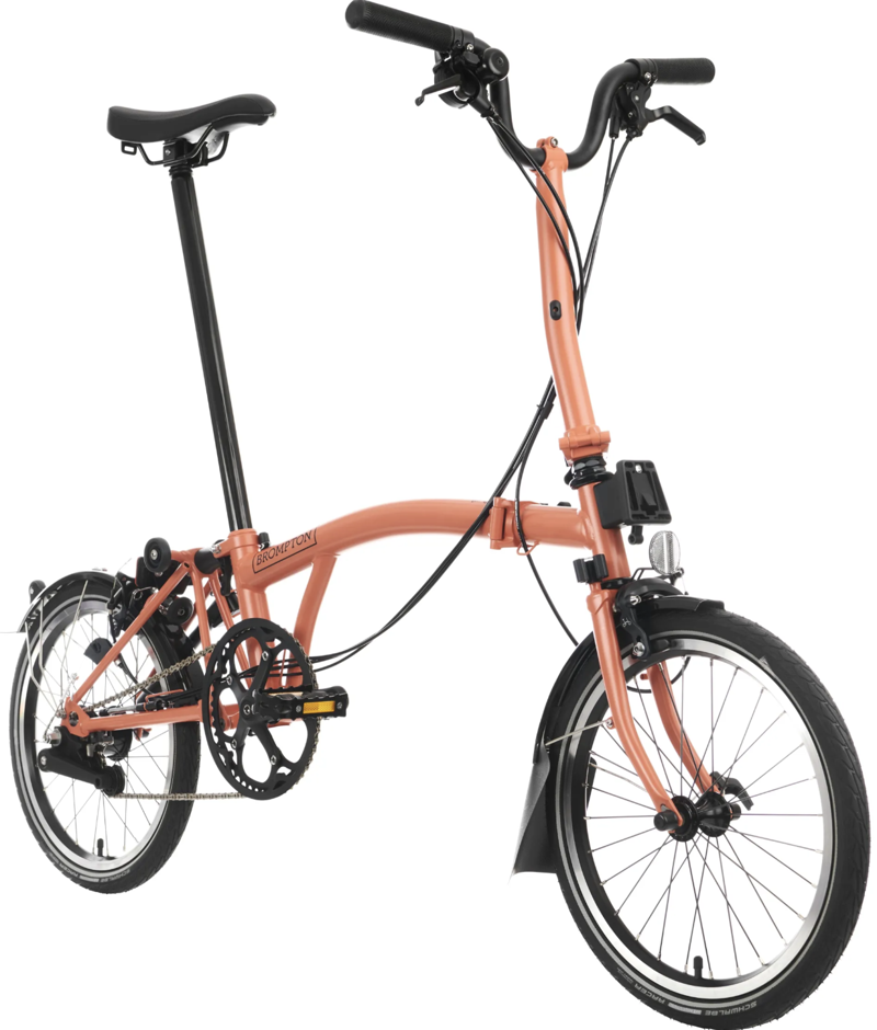 Brompton C Line Explore Folding Bike in Fire Coral With Dynamo Light and Telescopic Seatpost-1