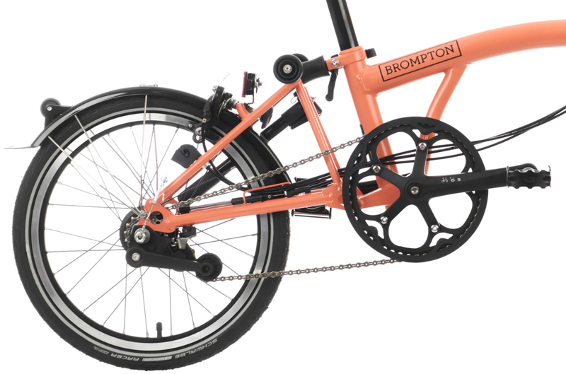 Brompton C Line Explore Folding Bike in Fire Coral With Dynamo Light and Telescopic Seatpost-4